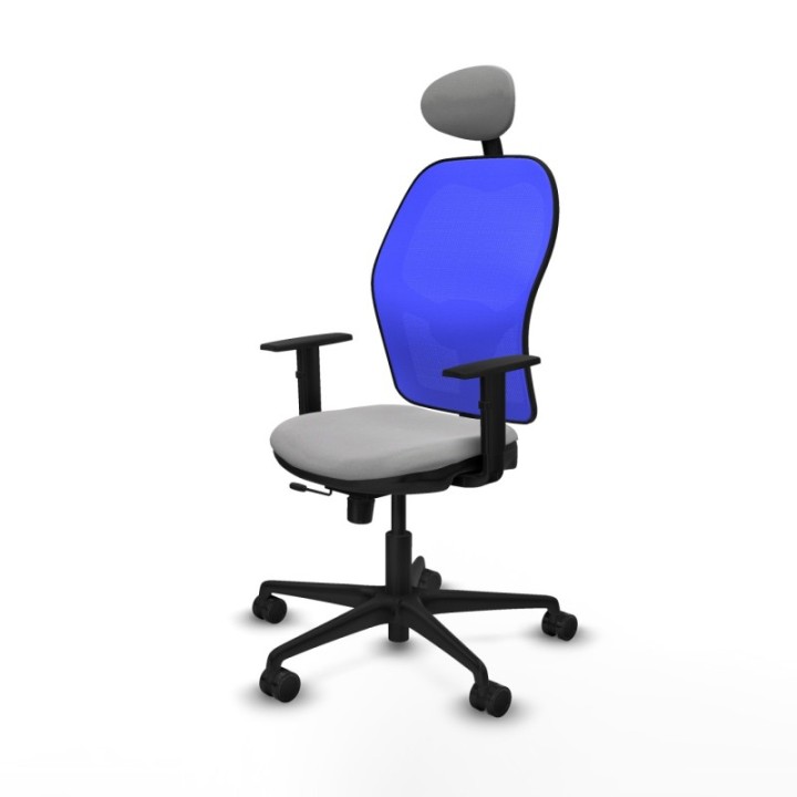 Jorquera traslack malla azul bali gris claro brazos 1D base nailon cabecero fijo ruedas 65mm nailon