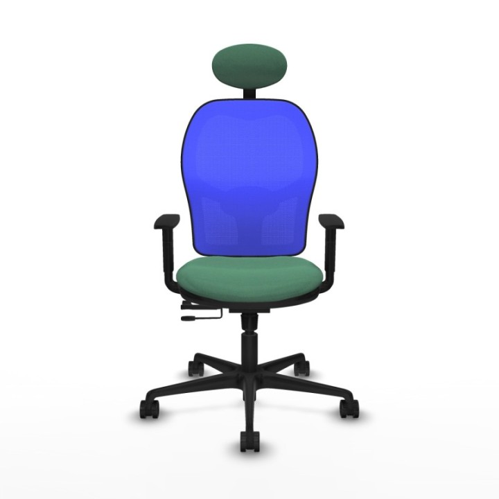 Jorquera traslack malla azul bali verde esmeralda brazos 1D base nailon cabecero fijo ruedas 65mm nailon