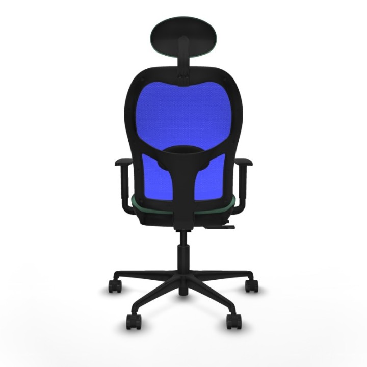 Jorquera traslack malla azul bali verde esmeralda brazos 1D base nailon cabecero fijo ruedas 65mm nailon