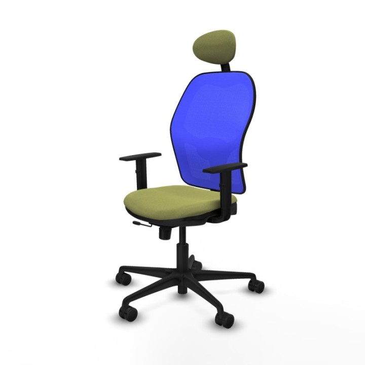 Jorquera traslack malla azul bali verde oliva brazos 1D base nailon cabecero fijo ruedas 65mm nailon