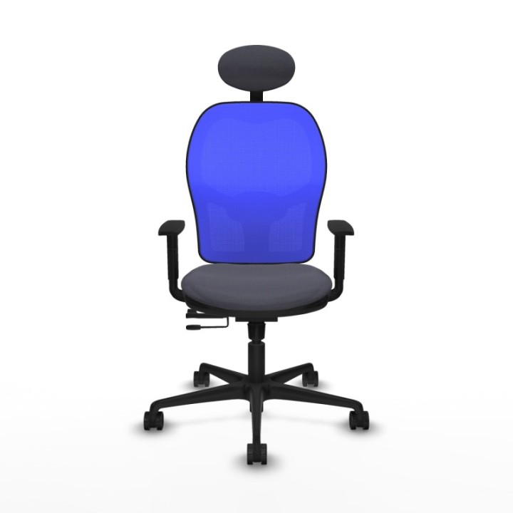 Jorquera traslack malla azul bali gris oscuro brazos 1D base nailon cabecero fijo ruedas 65mm nailon