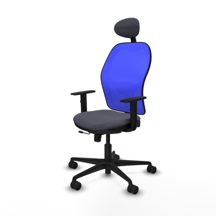 Jorquera traslack malla azul bali gris oscuro brazos 1D base nailon cabecero fijo ruedas 65mm nailon