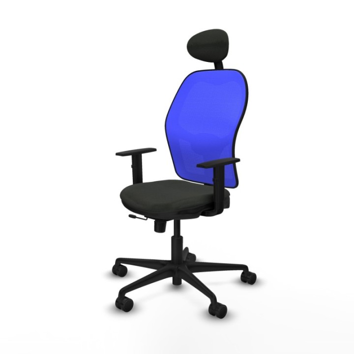 Jorquera traslack malla azul bali negro brazos 1D base nailon cabecero fijo ruedas 65mm nailon