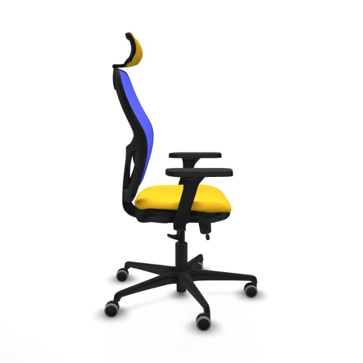 Jorquera traslack malla azul similpiel amarillo brazos 3D base nailon cabecero 2D ruedas 65mm engomada