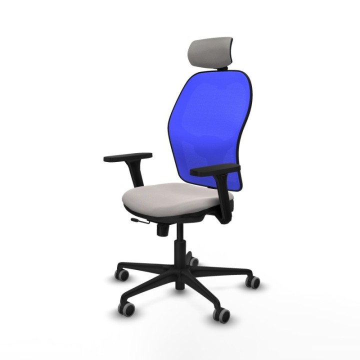 Jorquera traslack malla azul similpiel blanco brazos 3D base nailon cabecero 2D ruedas 65mm engomada