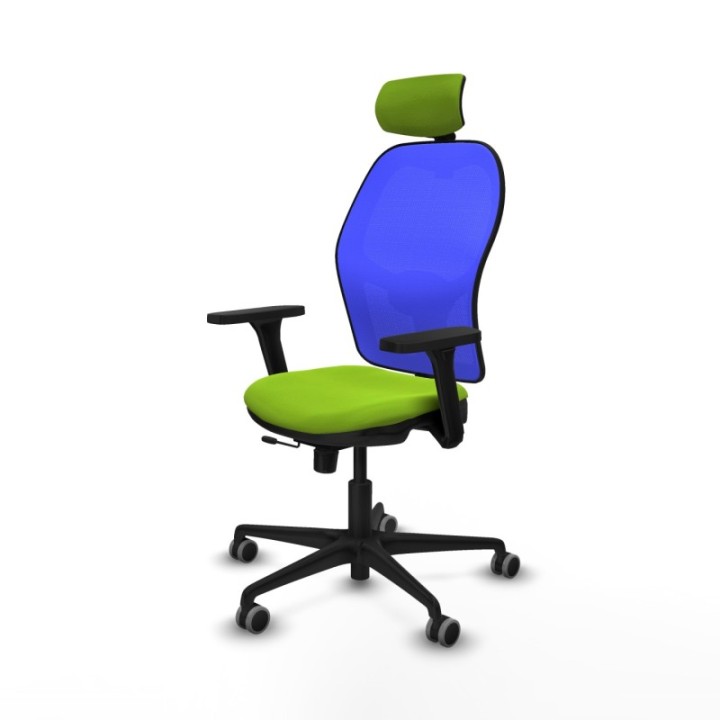 Jorquera traslack malla azul similpiel pistacho brazos 3D base nailon cabecero 2D ruedas 65mm engomada