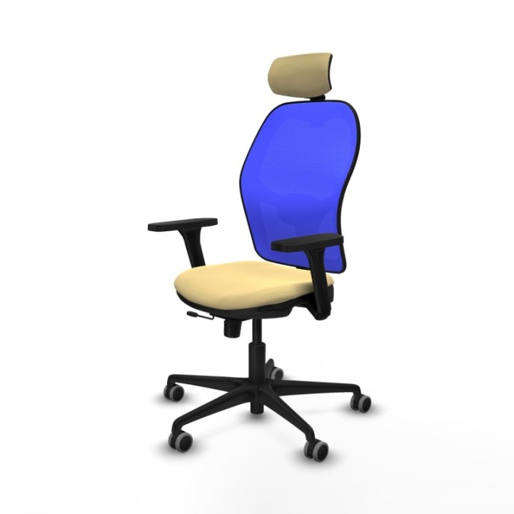 Jorquera traslack malla azul similpiel crema brazos 3D base nailon cabecero 2D ruedas 65mm engomada