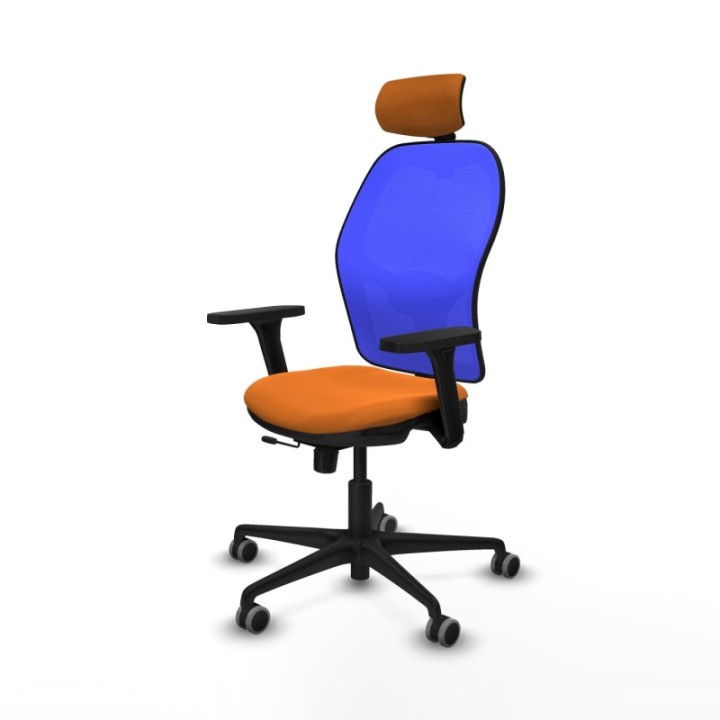 Jorquera traslack malla azul similpiel naranja brazos 3D base nailon cabecero 2D ruedas 65mm engomada