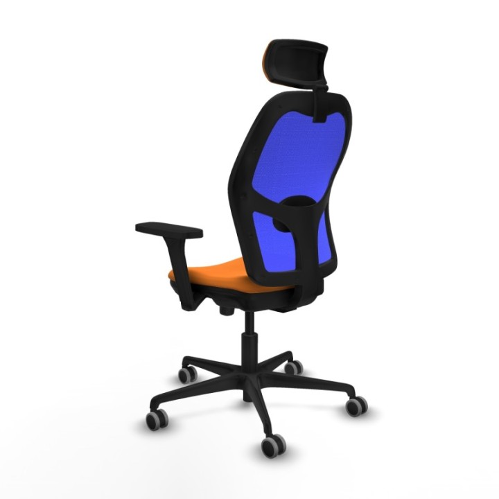 Jorquera traslack malla azul similpiel naranja brazos 3D base nailon cabecero 2D ruedas 65mm engomada