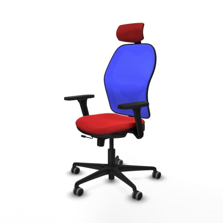 Jorquera traslack malla azul similpiel rojo brazos 3D base nailon cabecero 2D ruedas 65mm engomada