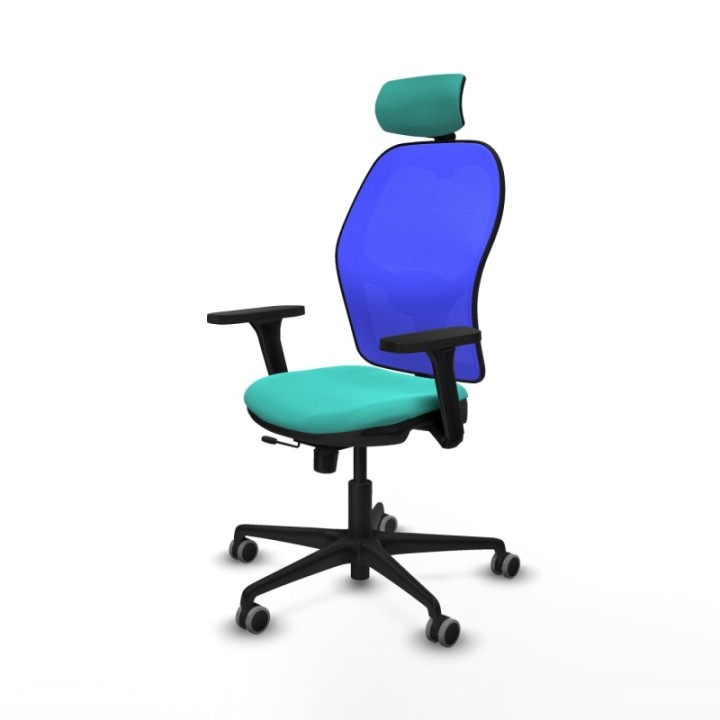 Jorquera traslack malla azul similpiel turquesa brazos 3D base nailon cabecero 2D ruedas 65mm engomada