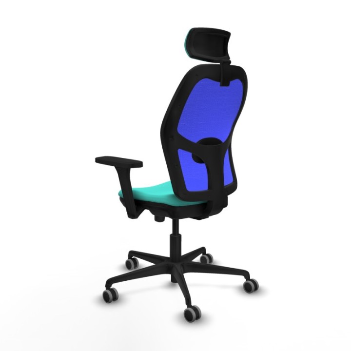 Jorquera traslack malla azul similpiel turquesa brazos 3D base nailon cabecero 2D ruedas 65mm engomada