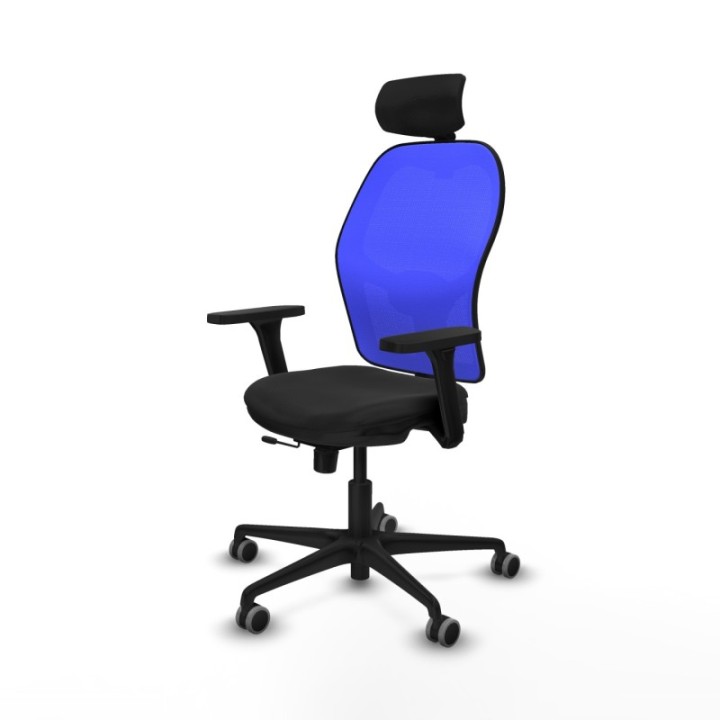 Jorquera traslack malla azul similpiel negro brazos 3D base nailon cabecero 2D ruedas 65mm engomada