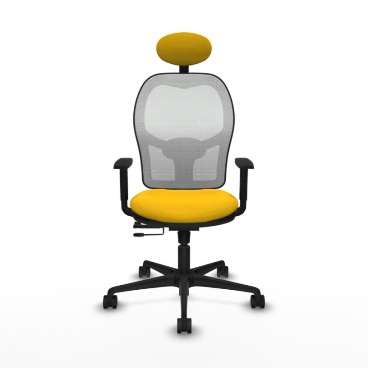 Jorquera traslack malla blanca bali amarillo brazos 1D base nailon cabecero fijo ruedas 65mm nailon