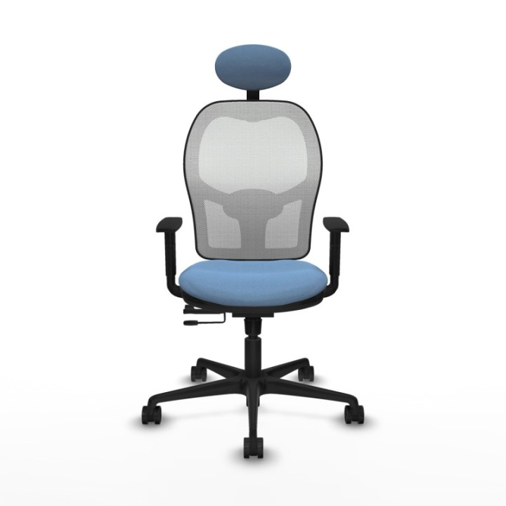 Jorquera traslack malla blanca bali azul cielo brazos 1D base nailon cabecero fijo ruedas 65mm nailon