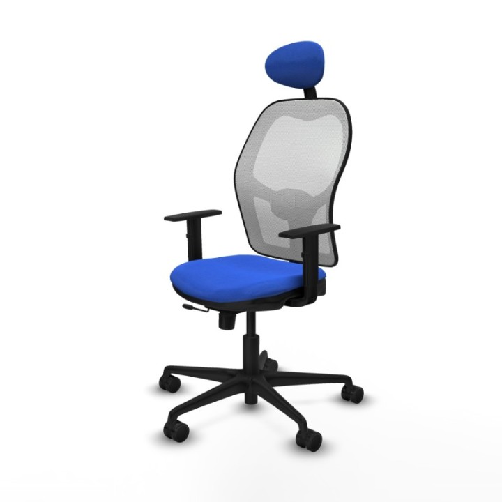 Jorquera traslack malla blanca bali azul brazos 1D base nailon cabecero fijo ruedas 65mm nailon