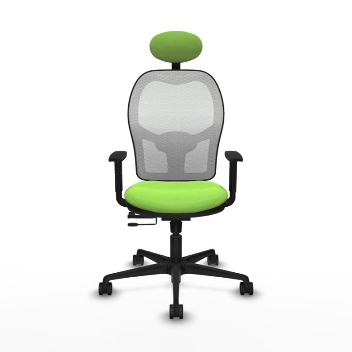 Jorquera traslack malla blanca bali pistacho brazos 1D base nailon cabecero fijo ruedas 65mm nailon