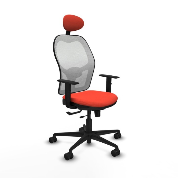 Jorquera traslack malla blanca bali naranja oscuro brazos 1D base nailon cabecero fijo ruedas 65mm nailon