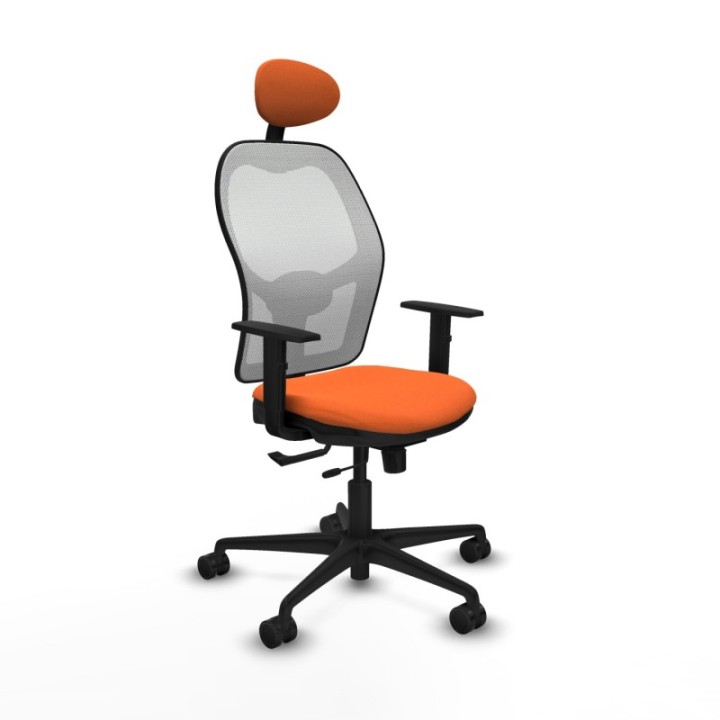 Jorquera traslack malla blanca bali naranja brazos 1D base nailon cabecero fijo ruedas 65mm nailon