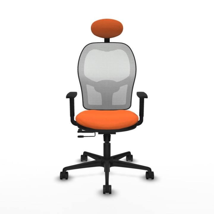 Jorquera traslack malla blanca bali naranja brazos 1D base nailon cabecero fijo ruedas 65mm nailon