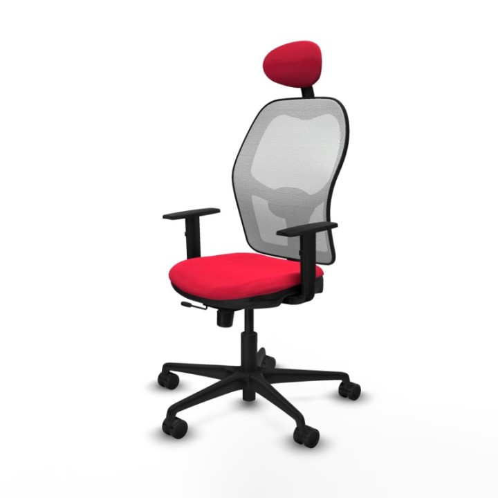 Jorquera traslack malla blanca bali rojo brazos 1D base nailon cabecero fijo ruedas 65mm nailon