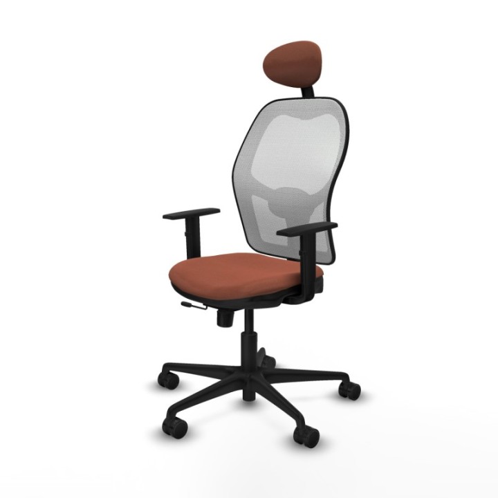 Jorquera traslack malla blanca bali marrón brazos 1D base nailon cabecero fijo ruedas 65mm nailon