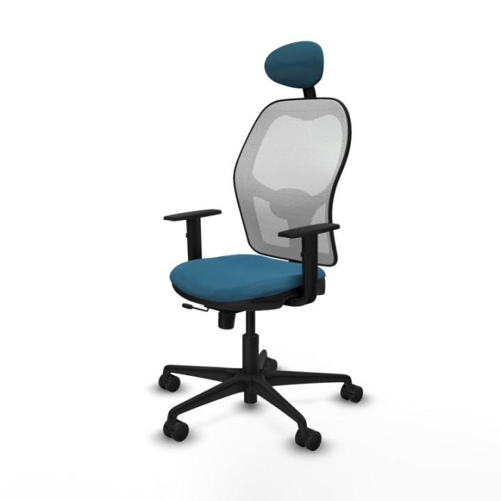 Jorquera traslack malla blanca bali verde petroleo brazos 1D base nailon cabecero fijo ruedas 65mm nailon