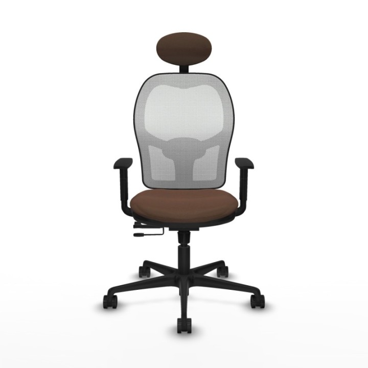 Jorquera traslack malla blanca bali marrón oscuro brazos 1D base nailon cabecero fijo ruedas 65mm nailon