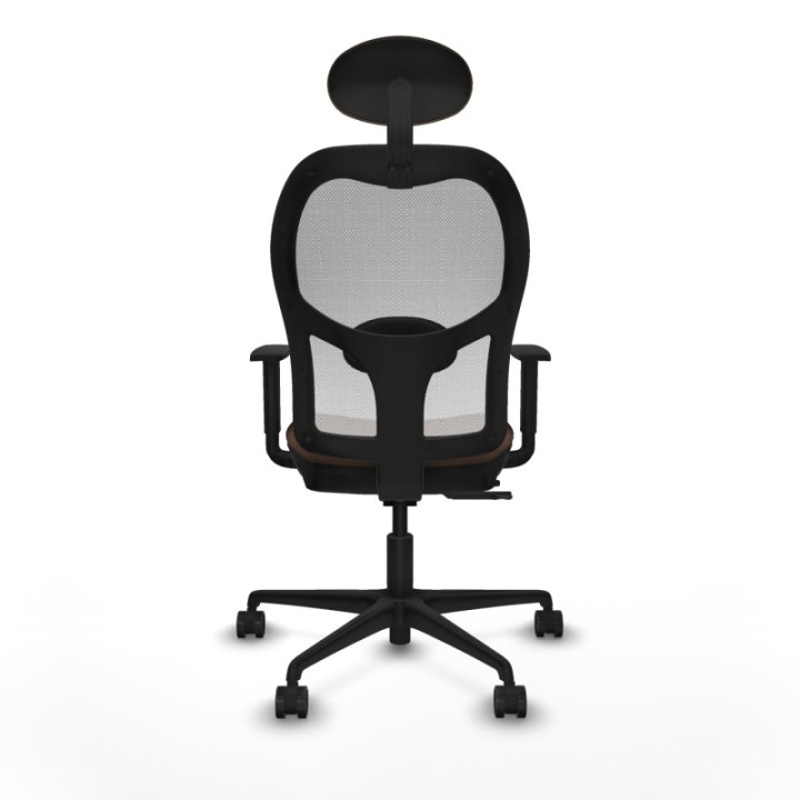 Jorquera traslack malla blanca bali marrón oscuro brazos 1D base nailon cabecero fijo ruedas 65mm nailon