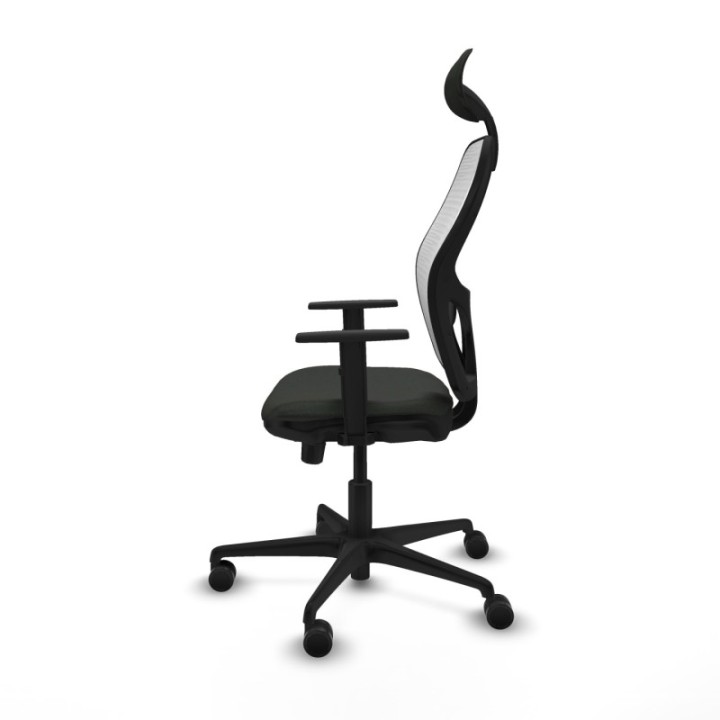 Jorquera traslack malla blanca bali negro brazos 1D base nailon cabecero fijo ruedas 65mm nailon