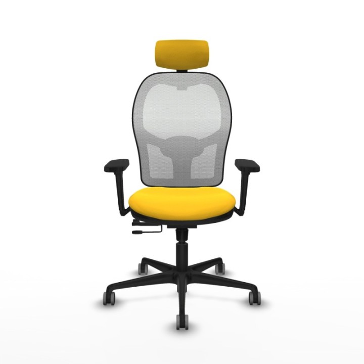 Jorquera traslack malla blanca similpiel amarillo brazos 3D base nailon cabecero 2D ruedas 65mm engomada