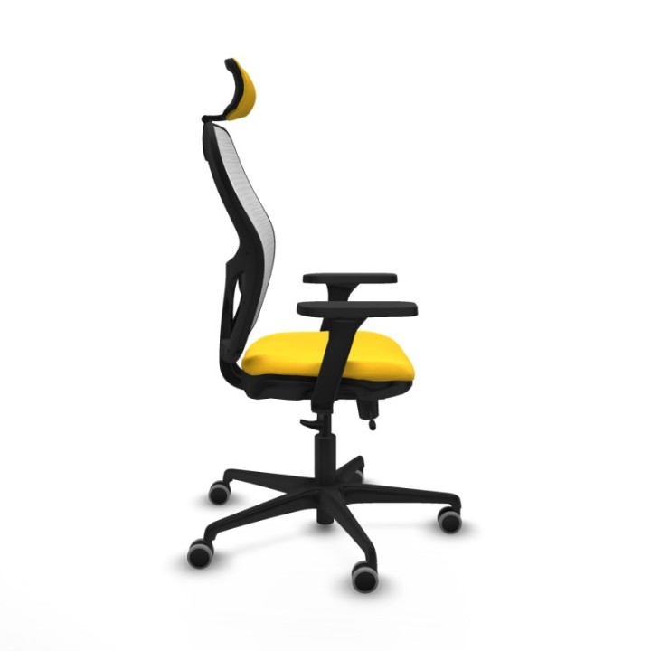 Jorquera traslack malla blanca similpiel amarillo brazos 3D base nailon cabecero 2D ruedas 65mm engomada