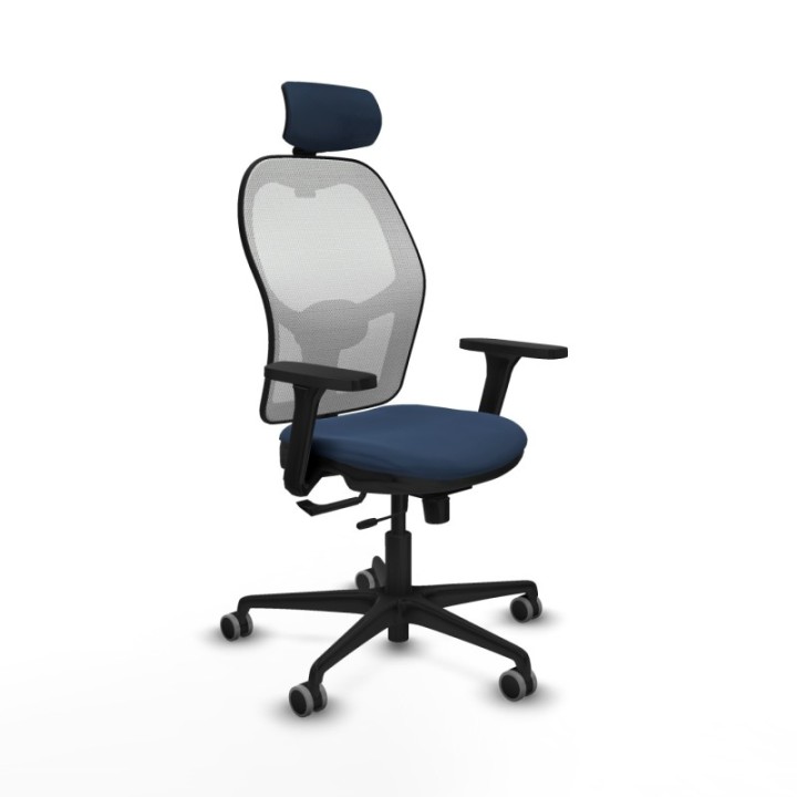 Jorquera traslack malla blanca similpiel azul marino brazos 3D base nailon cabecero 2D ruedas 65mm engomada