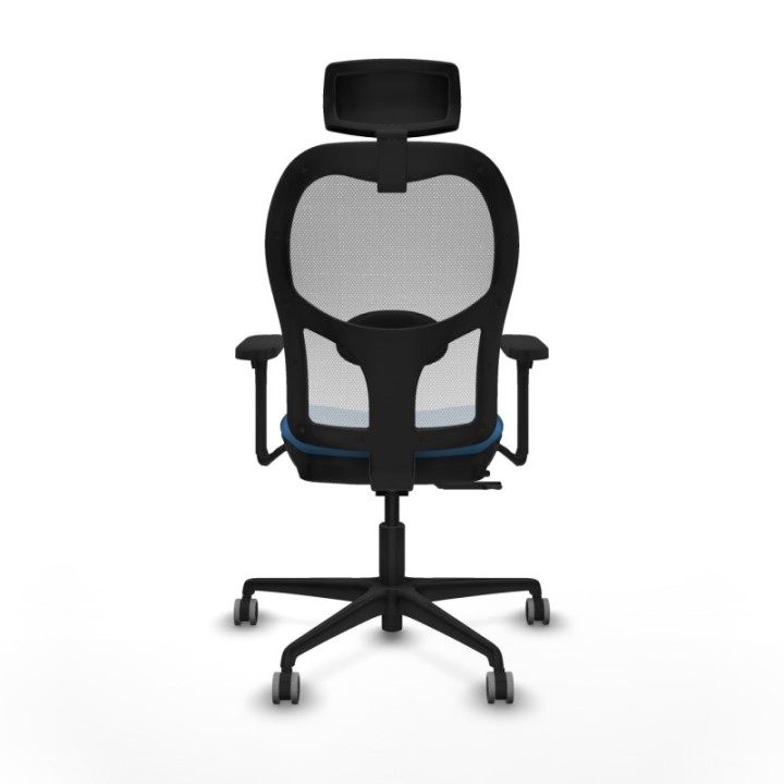 Jorquera traslack malla blanca similpiel azul claro brazos 3D base nailon cabecero 2D ruedas 65mm engomada