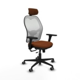 Jorquera traslack malla blanca similpiel marrón brazos 3D base nailon cabecero 2D ruedas 65mm engomada