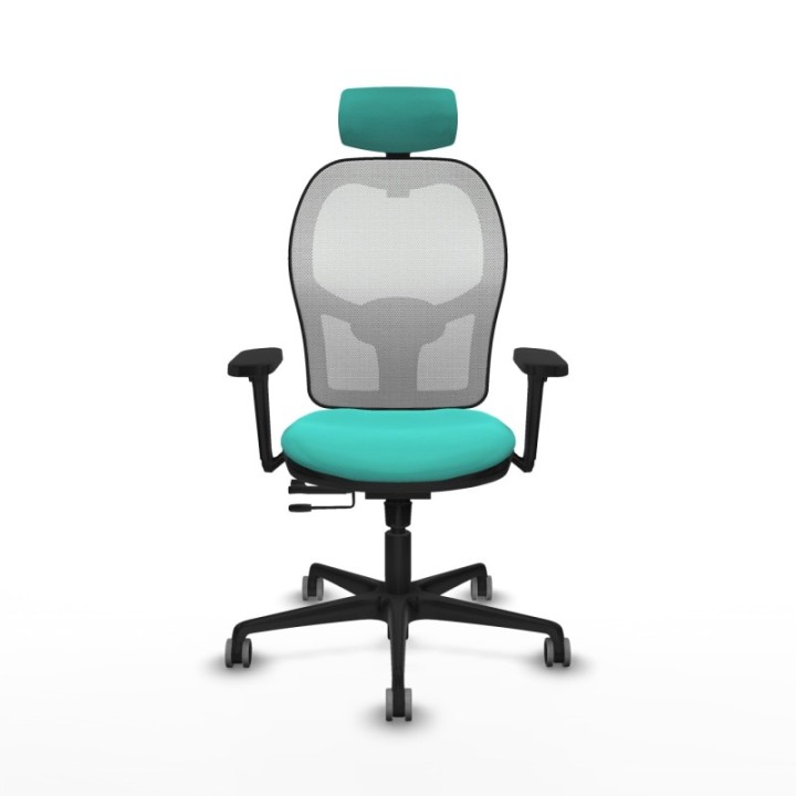 Jorquera traslack malla blanca similpiel turquesa brazos 3D base nailon cabecero 2D ruedas 65mm engomada