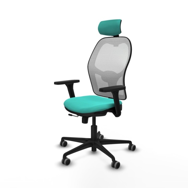 Jorquera traslack malla blanca similpiel turquesa brazos 3D base nailon cabecero 2D ruedas 65mm engomada