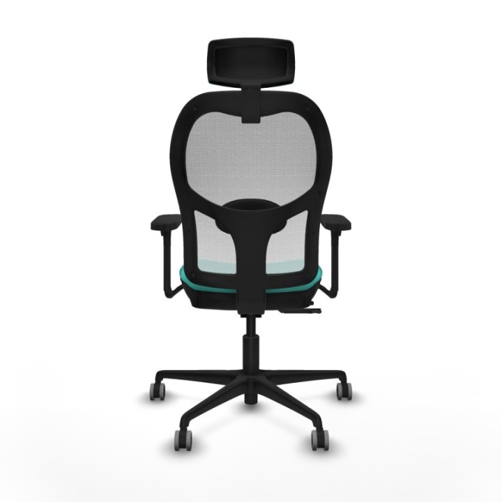 Jorquera traslack malla blanca similpiel turquesa brazos 3D base nailon cabecero 2D ruedas 65mm engomada