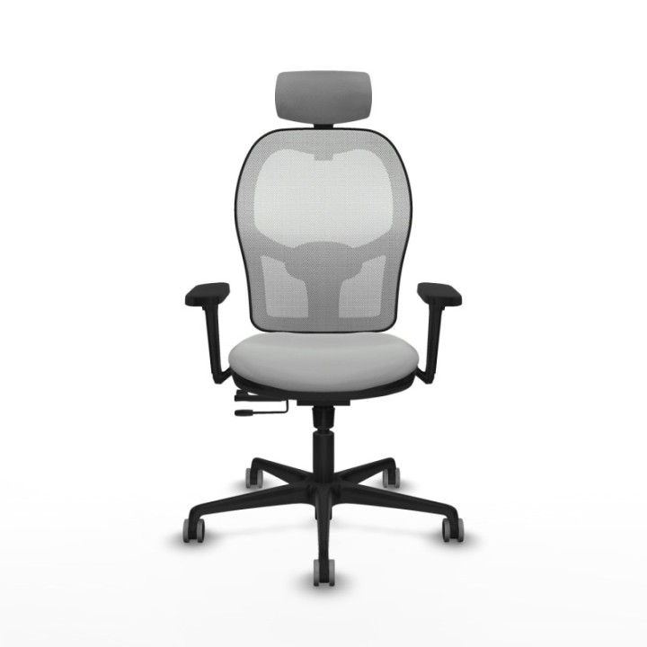 Jorquera traslack malla blanca similpiel gris claro brazos 3D base nailon cabecero 2D ruedas 65mm engomada