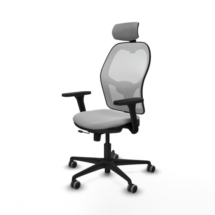 Jorquera traslack malla blanca similpiel gris claro brazos 3D base nailon cabecero 2D ruedas 65mm engomada