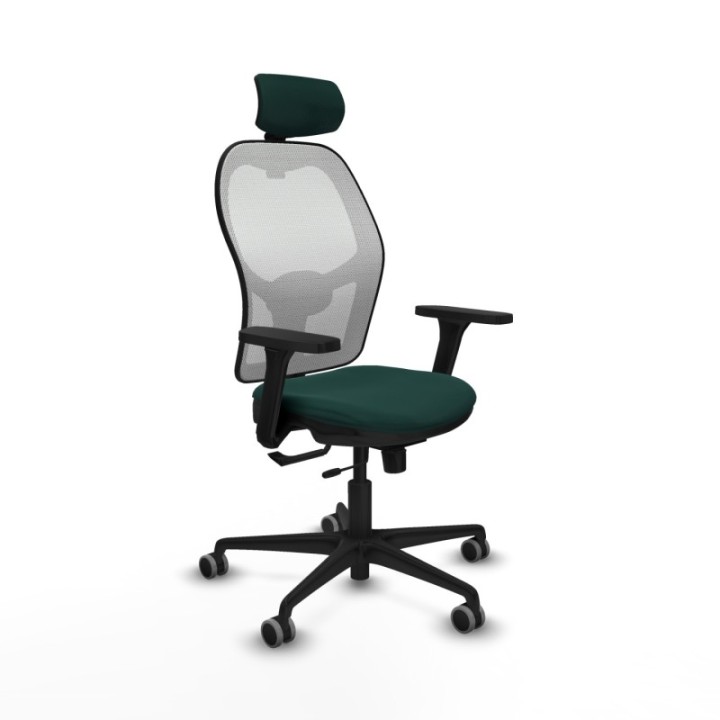 Jorquera traslack malla blanca similpiel verde botella brazos 3D base nailon cabecero 2D ruedas 65mm engomada