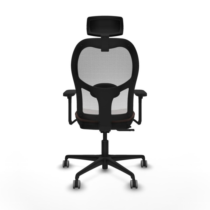 Jorquera traslack malla blanca similpiel marrón oscuro brazos 3D base nailon cabecero 2D ruedas 65mm engomada