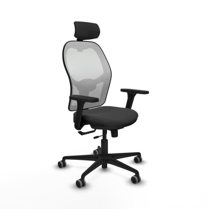 Jorquera traslack malla blanca similpiel gris oscuro brazos 3D base nailon cabecero 2D ruedas 65mm engomada