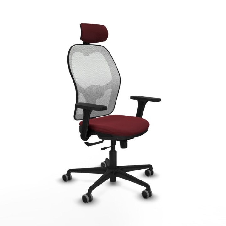 Jorquera traslack malla blanca similpiel granate brazos 3D base nailon cabecero 2D ruedas 65mm engomada