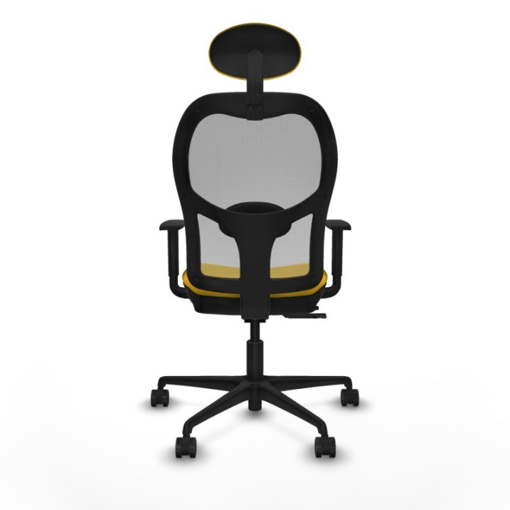 Jorquera traslack malla gris bali amarillo brazos 1D base nailon cabecero fijo ruedas 65mm nailon