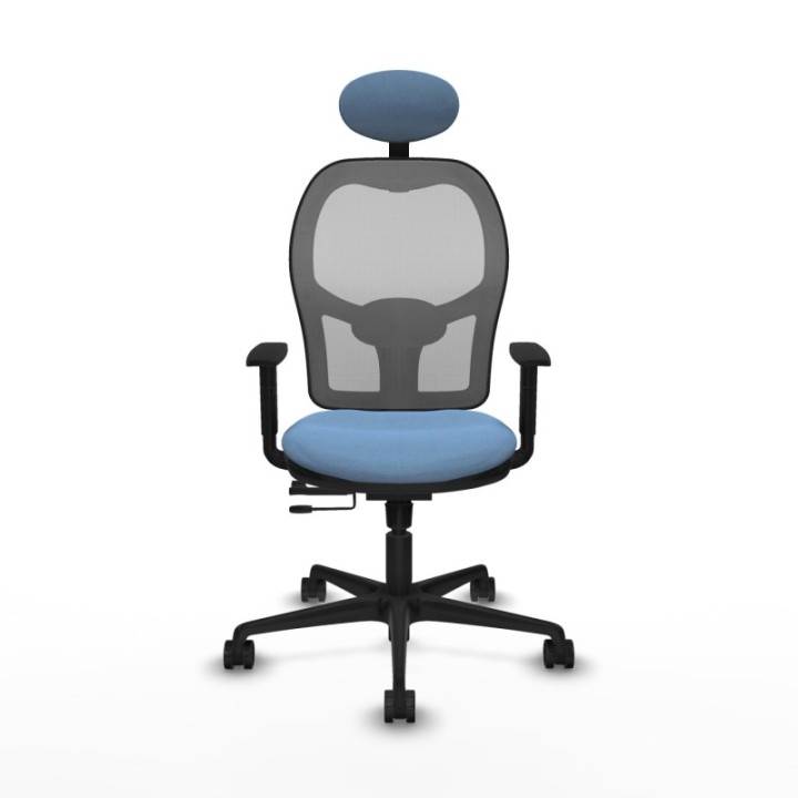 Jorquera traslack malla gris bali azul cielo brazos 1D base nailon cabecero fijo ruedas 65mm nailon