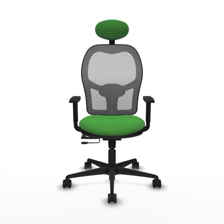 Jorquera traslack malla gris bali verde brazos 1D base nailon cabecero fijo ruedas 65mm nailon