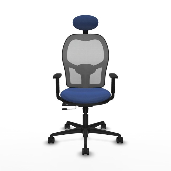 Jorquera traslack malla gris bali azul marino brazos 1D base nailon cabecero fijo ruedas 65mm nailon