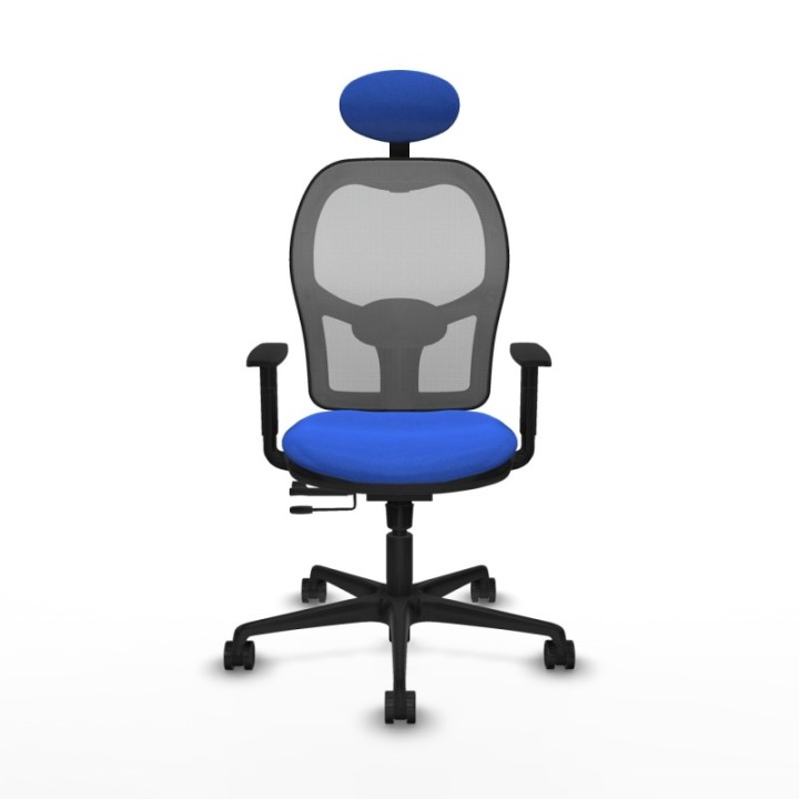 Jorquera traslack malla gris bali azul brazos 1D base nailon cabecero fijo ruedas 65mm nailon