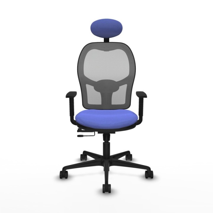 Jorquera traslack malla gris bali azul claro brazos 1D base nailon cabecero fijo ruedas 65mm nailon